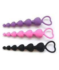 Silicone Heart Shaped Beads Anal Toy - Sex Toys